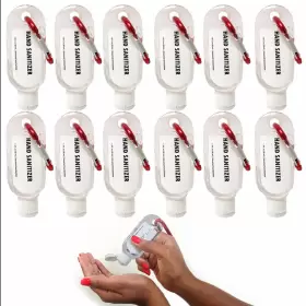 667844-12PC ALLTOPBARGAINS Sanitizer Carabiner Clip Bottles
