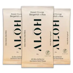 Alo 850030721402 Al H Sweet Orange Bergamot Aloe Sanitizing Hand Wipes - Clean Hands Clear M
