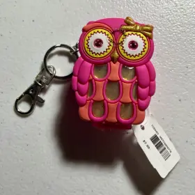 1104544 BATH BODY WORKS Pink Owl Sanitizer Holder Keychain