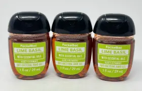 Bath & Body Works 667544885601 3 Rare And Lime Basil Pocketbac Anti Bacterial Hand Gel Sanitizer