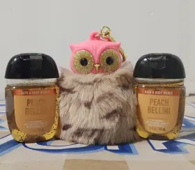 667557018515 BATH BODY WORKS Owl Pom Pocketbac Holder Peach