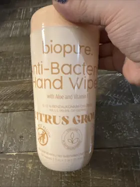 810146465393 BIOPURE Anti Bacterial Wipes Citrus Grove