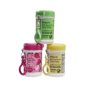 Biopure Biopure-hw-3pk-assorted Hand Wipes Variety Pack 3 Mini Keychain Canisters Aloe And Vitamin E