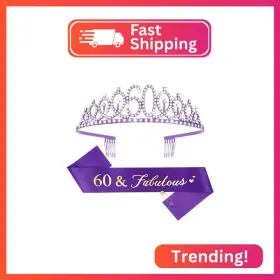 AC0311 CIEHER Birthday Crown Sash Decorations Womens Fabul