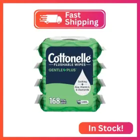 00036000544961 COTTONELLE Gentleplus Flushable Wipes Aloe Top