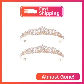 Feltent Hg9999 2 Pieces Gold Tiara Crown For Women Wedding Tiaras Bride Princess Crowns And