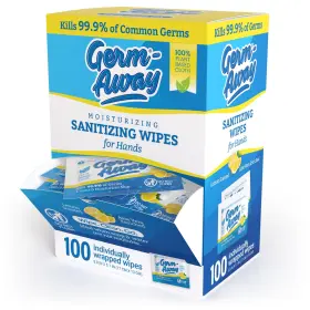 SHIU21S-174 GERM-AWAY Antibacterial Wipes Wrapped Travel