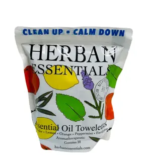 835762000766 HERBAN ESSENTIALS Towelettes Essential Oil Wipes