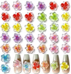 LIF-FLOWERS-50 LIFOOST Colorful Flower Nail Translucent