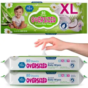 Med Pride 135187 Oversized Scented Baby Wipes Alcohol Free Wet With Aloe Vera And V