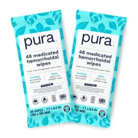 US2MED48 PURA Mypura Com Flushable Medicated Wipes Hemorrhoid