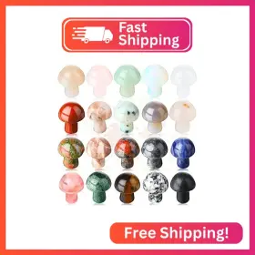 Nuanchu Nuanchu-crystal-04 20 Pcs Crystal Mushroom Decor Hand Making Mini Sculpture Worry