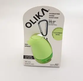 852529007516 OLIKA Hydrating Sanitizer Clip Cucumber Basil