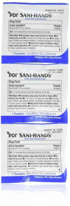 69461 PDI Sani Sanitizer Wipes Effectively Kill Germs Packets