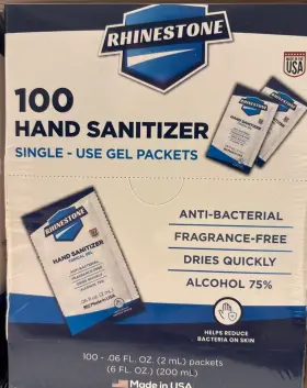 843812148481 RHINESTONE Sanitizer Single Gel Packets Anti Bac