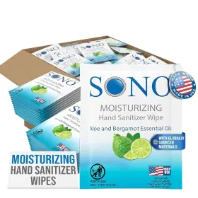 Sono Sono4059-25 Bergamot And Aloe Moisturizing Hand Sanitizer Wipes - Tsa-approved Travel Size