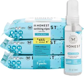 The Honest Company 313035235294 Sanitizing Alcohol Wipes 150ct Hand Sanitizer Spray 2oz