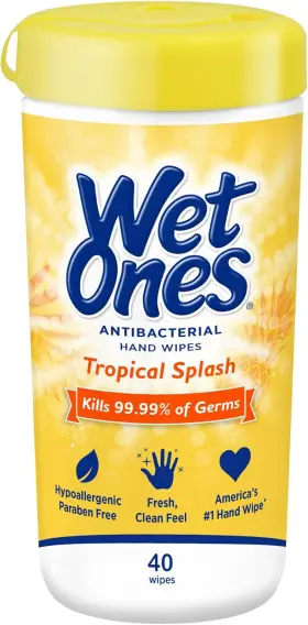 04672E WET ONES Antibacterial Wipes Tropical Splash