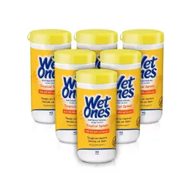 1024687 WET ONES Tropical Pineapple Antibacterial Wipes Germ