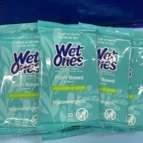 38553 WET ONES Plant Based Fiber Hypoallergenic Wipes