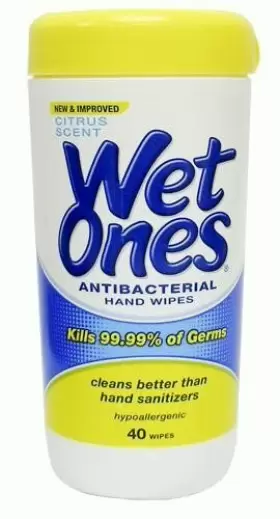 7682804672 WET ONES ANTIBACTERIAL Wipe Citrus Scent