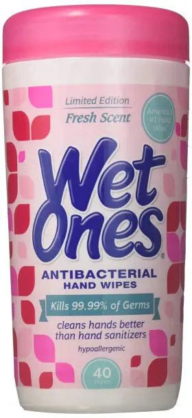 B000WFHJG6 WET ONES Antibacterial Wipes Scent Sanitizer