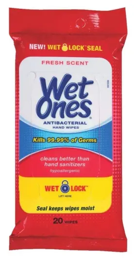 X300608700 WET ONES Anti Bacterial Wipes Pack