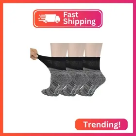 Yomandamor Bd-s-e-0120-b Womens 6 Pairs Diabetic Ankle Socks With Non-binding Top And Cushion