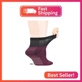 Yomandamor Bd-s-e-0120-purple Womens 6 Pairs Diabetic Ankle Socks With Non-binding Top And Cushion