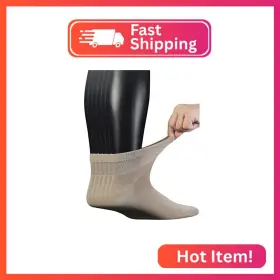 Yomandamor Bd-s-e-0148-khaki Mens 6 Pairs Combed Cotton Diabetic Ankle Socks With Seamless Toe An