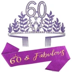 Cieher 60th Birthday Sash And Tiara Set - Purple Decorations, Women's. Fixed Price $19.80.