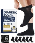 Pembrook Knit Diabetic Socks For Men & Women - 6 Pairs Black Size Large. Fixed Price $10.00.