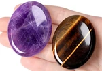 2pcs Worry Stone For Anxiety Tigers Eye Amethyst Healing Crystals Hand Thumb .... Fixed Price $16.97.