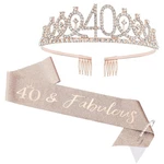 40th Birthday Crown Sash Pearl Pin Set For Women Tiara Party Decorations Cieher. Fixed Price $15.99.