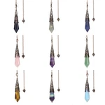 Natural Gemstone Crystal 12 Facted Therapy Healing Divination Point Pendulum 3". Fixed Price $6.49.