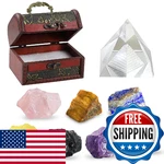 21 Pcs Healing Crystal Set - 7 Chakra Stones & Pyramid With Wooden Box. Fixed Price $23.66.