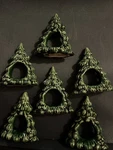Vintage Set 6 Ceramic Christmas Tree Evergreen Hand Painted Napkin Ring Holders. Fixed Price $15.00.