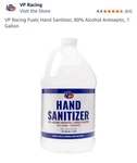 Vp Racing Fuels Hand Sanitizer, 80% Alcohol Antiseptic, 1gallon. Fixed Price $12.00.