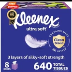 Kleenex Ultra Soft Facial Tissues, 8 Cube 80 Tissues (pack Of 8), White. Fixed Price $29.95.