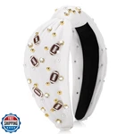 Obeoby Football Headband For Women, Knotted Headbands Wide Pearl Rhinestone H. Fixed Price $20.00.