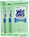 Wet Ones Sensitive Skin Hand And Face Moist Wipes, Travel - 15 Ct 3 Pk. Fixed Price $12.40.