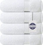 Bath Towel 4 Pack 100% Cotton Ring Spun Towels Set 27x54 Inches. Fixed Price $34.99.