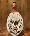 Hungarian Folk Art Bottle Hand Painted Glazed Pottery Cork Top Poem Bird Flowers. Fixed Price $34.88.