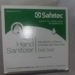 Safetec-17353 Hand Sanitizer Fresh Scent, 100 Packets Per Box Kills 99% Germs. Fixed Price $14.99.