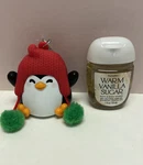 Set Of 2 Bath & Body Works Penguin Hat W/ Pom Poms Pocketbac Holder Scent Nwt. Fixed Price $19.99.