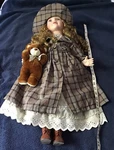 Ashley Belle 25" Tammy Porcelain Victorian Doll With Teddy Bear - Euc. Fixed Price $12.00.