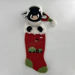 Cow 3d Plush Christmas Stocking Santa Hat Barn Tractor Applique Embroidered, 28". Fixed Price $45.81.