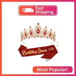Atoden Red Birthday Crown And Queen Sash Tiara Crystal For Women Princess. Fixed Price $14.20.