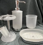Interdesign York Bath Collection Clear Frosted Chrome Bathroom Vanity Idesign. Fixed Price $6.69.