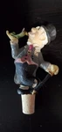 Vintage Hand Painted Wine Bottle Stopper Drunk Man Top Hat Bird Cork Barware Dec. Fixed Price $15.99.